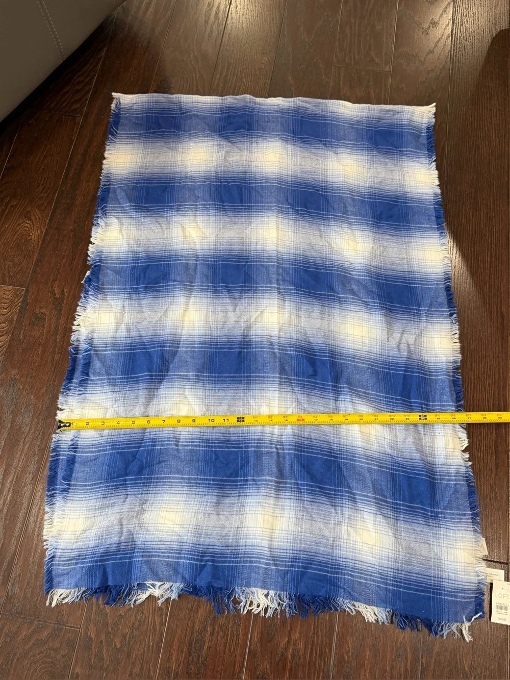 LOFT Oversized Blue & White Ombre Plaid Blanket Scarf NEW 82